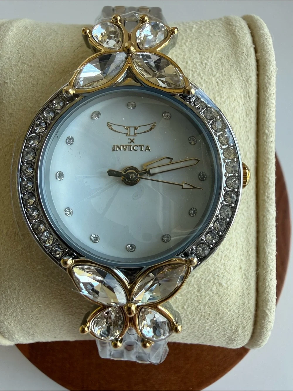 Invicta Wildflower 69097 Butterfly Crystal Rose Gold and Silver Watch 30mm